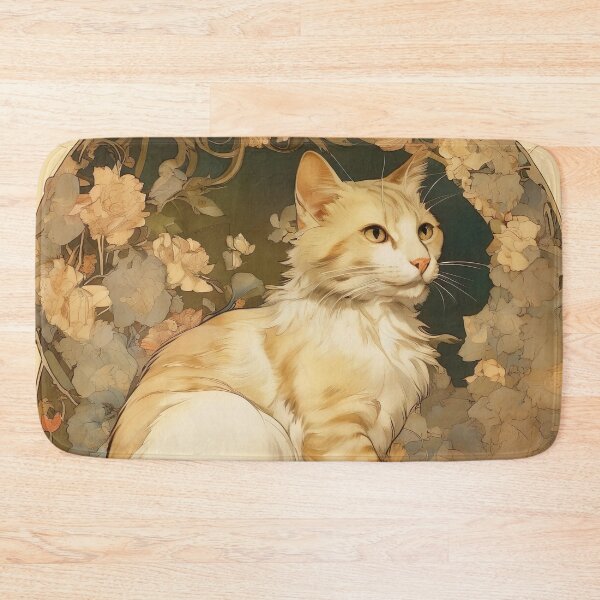 Item preview, Vintage Cat Art Inspired by Alphonse Mucha Style designed and sold by Tamas Das.