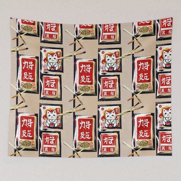 Item preview, Vintage Cat Loves Ramen 3 designed and sold by Domo-Design.