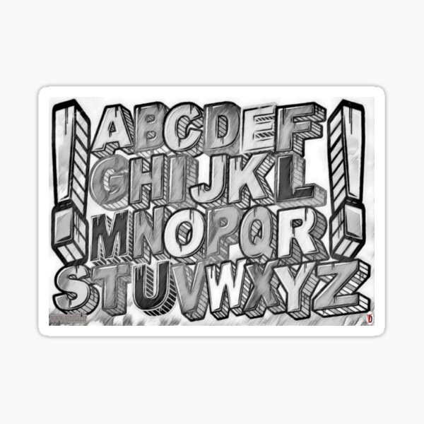 Aperçu de l'œuvre Alphabet. Modèle 2 noir et blanc. Sans nombre. créée et vendue par Vinidal.