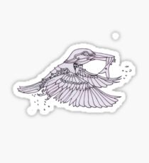 Steampunk Kingfisher black n white Sticker