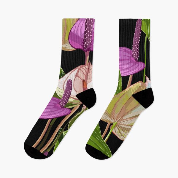 Item preview, Seamless floral pattern with pink glossy flowers and anthurium leaves. designed and sold by MatyKotiv.