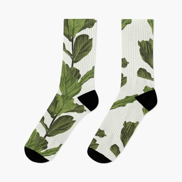 Item preview, Floral seamless pattern, green fiddle leaf fig plant on light background, pastel vintage theme designed and sold by MatyKotiv.