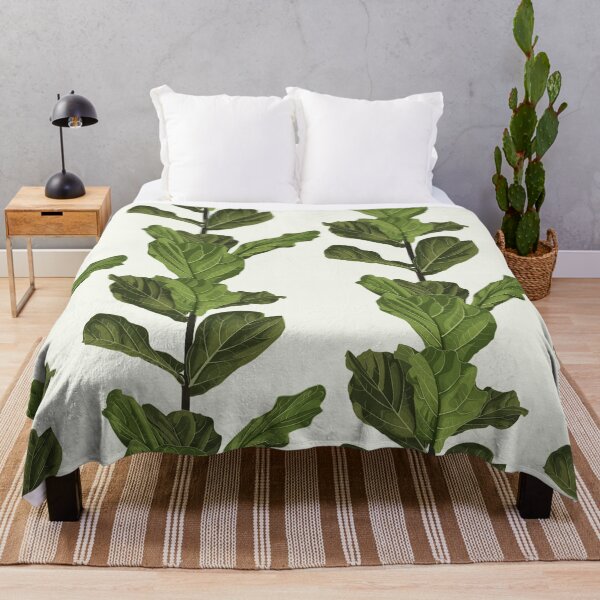 Item preview, Floral seamless pattern, green fiddle leaf fig plant on light background, pastel vintage theme designed and sold by MatyKotiv.