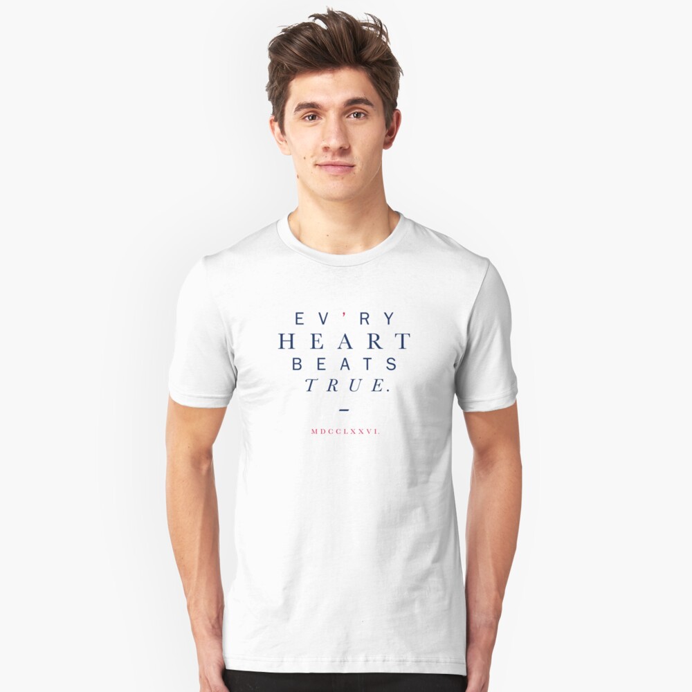 Text Heart Design, Evry Heart Beats True Slim Fit T-Shirt