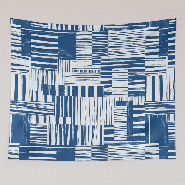 Item preview, Classic Blue and White Graphic Abstract Brushstroke Cheater Quilt  designed and sold by micklyn.