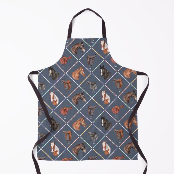 Item preview, Argyle watercolor pattern with horse heads and saddles for horse riding on pale blue background designed and sold by AnnaHlushkoArt.
