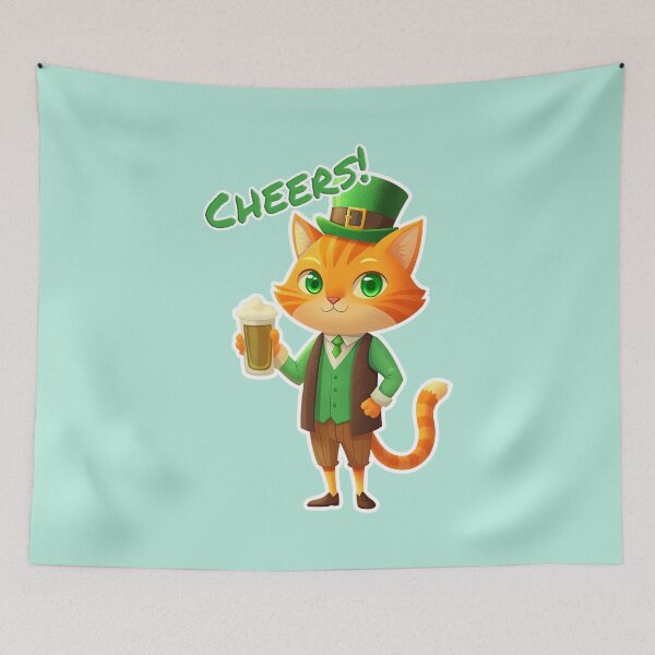 Item preview, Funny St. Patrick's Day Cat Shirt: Lucky Leprechaun Cheers! designed and sold by Frim-Design.