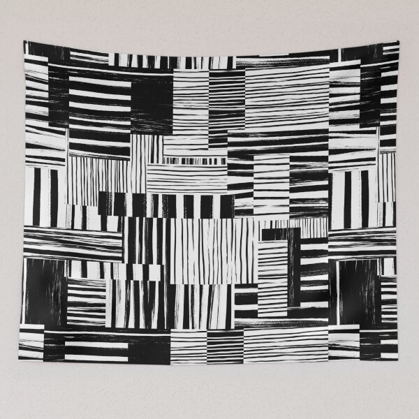 Item preview, Graphic Black and White Abstract Brushstroke Cheater Quilt  designed and sold by micklyn.