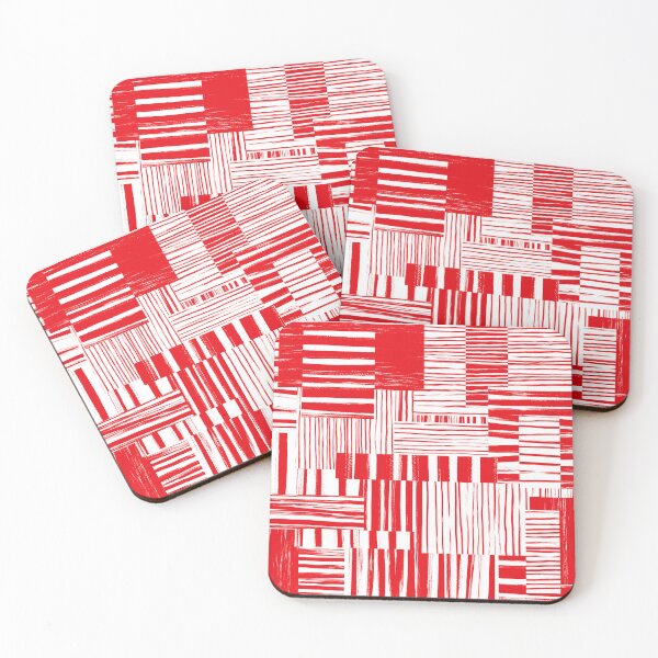 Item preview, Graphic Cherry Red and Cool White Abstract Brushstroke Cheater Quilt  designed and sold by micklyn.