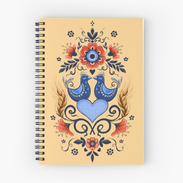 Item preview, illustration with folk birds and flowers, and ears of cereals designed and sold by Hennagirl.