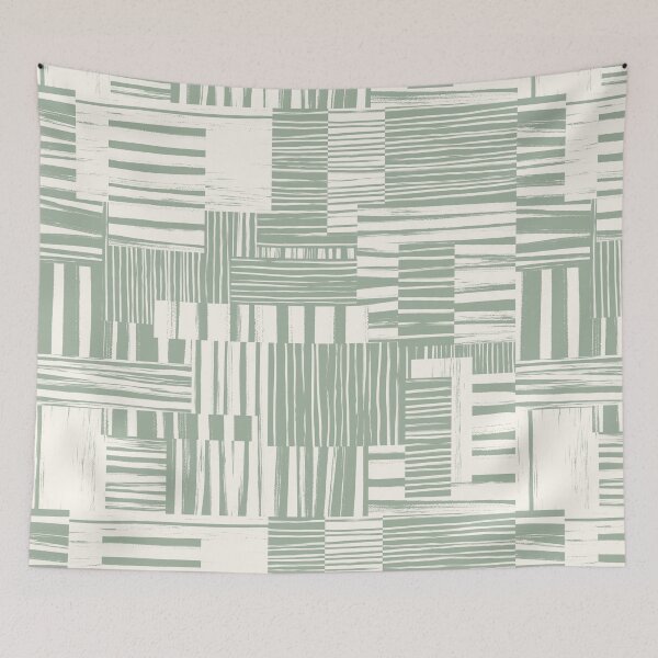 Item preview, Warm Cream and Sage Green Muted Abstract Brushstroke Cheater Quilt  designed and sold by micklyn.