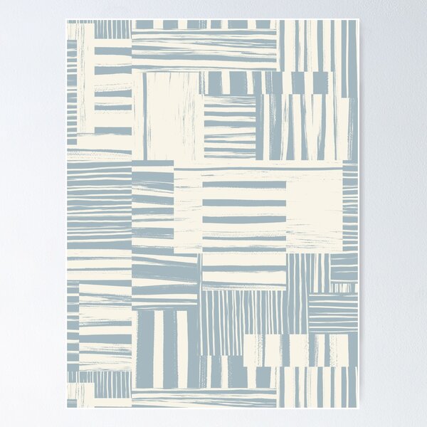 Item preview, Warm Cream and Blue Grey Muted Abstract Brushstroke Cheater Quilt  designed and sold by micklyn.