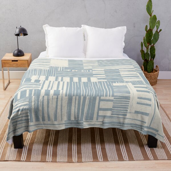 Item preview, Warm Cream and Blue Grey Muted Abstract Brushstroke Cheater Quilt designed and sold by micklyn.