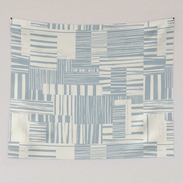 Item preview, Warm Cream and Blue Grey Muted Abstract Brushstroke Cheater Quilt  designed and sold by micklyn.