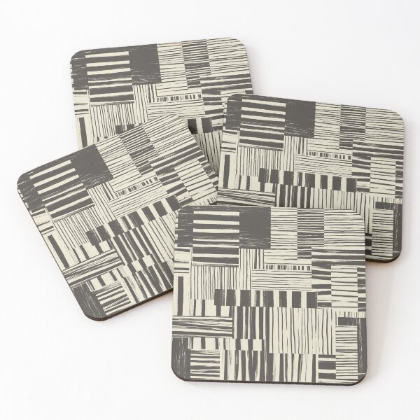 Item preview, Graphic Warm Cream and Charcoal Abstract Brushstroke Cheater Quilt  designed and sold by micklyn.