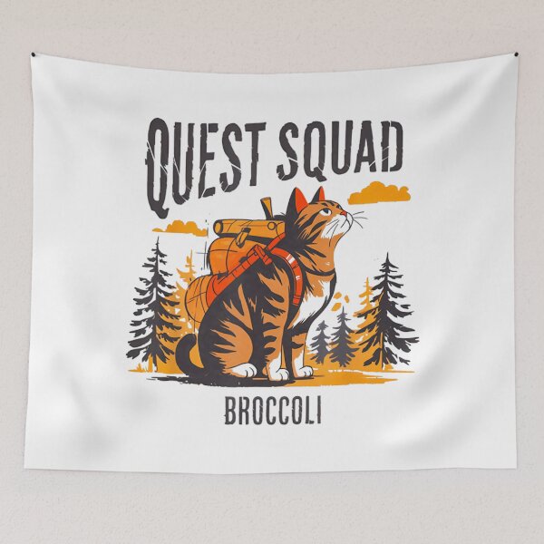 Item preview, Funny Distressed Cat Quest Fantasy Squad Broccoli Adventure designed and sold by FantasyFablesC.