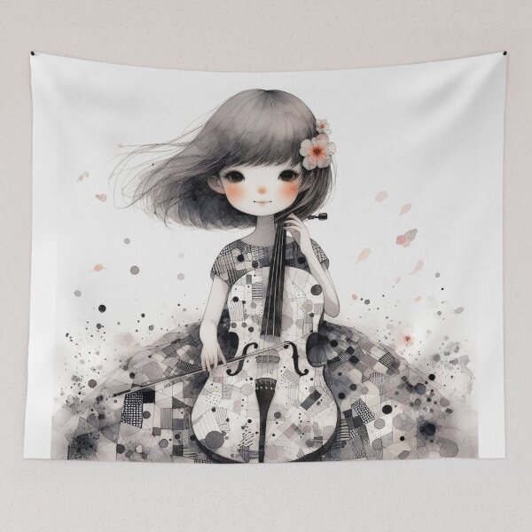 Item preview, Melancholy Girl Playing a Cello.  designed and sold by Beyondnote-Art.