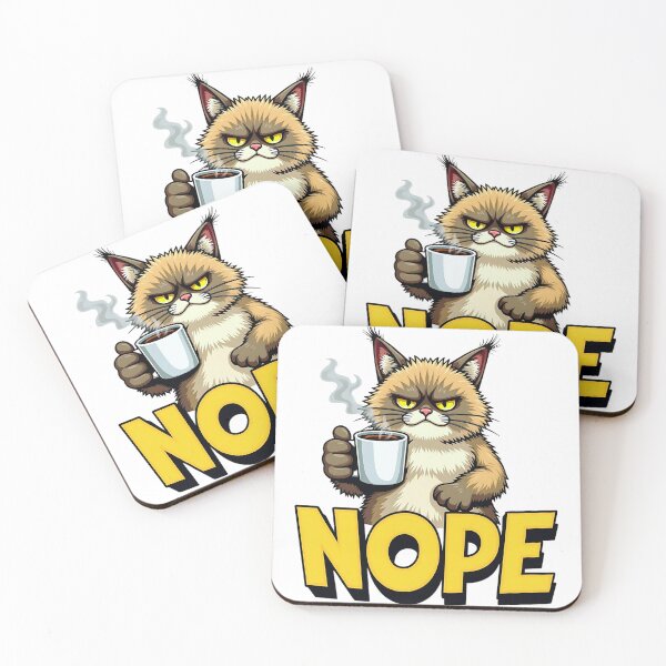 Item preview, grumpy cat meme Grumpy Cat Drinking Coffee Nope Grumpy Cat designed and sold by SlocifieShop.