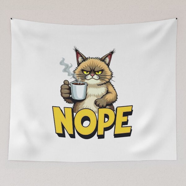 Item preview, grumpy cat meme Grumpy Cat Drinking Coffee Nope Grumpy Cat designed and sold by SlocifieShop.