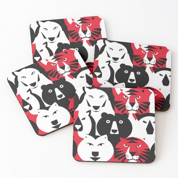 Item preview, Minimalistic Wild Animal Pattern – Geometric Red, Black, and White Wildlife designed and sold by ViviNyks.