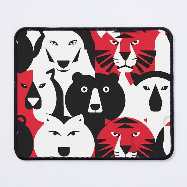 Item preview, Minimalistic Wild Animal Pattern – Geometric Red, Black, and White Wildlife designed and sold by ViviNyks.