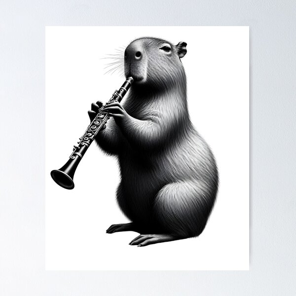 Item preview, Capybara Playing Clarinet Clarinetist Clarinet Player designed and sold by Kimberley King Art  King Art.