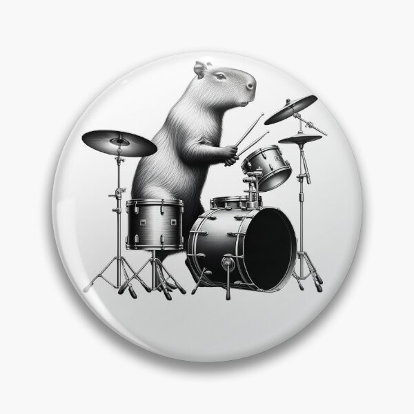 Item preview, Capybara Playing Drums Drumkit Player Drummer designed and sold by Kimberley King Art  King Art.