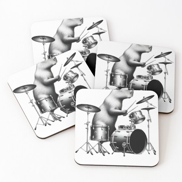 Item preview, Capybara Playing Drums Drumkit Player Drummer designed and sold by Kimberley King Art  King Art.