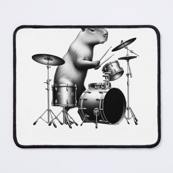 Item preview, Capybara Playing Drums Drumkit Player Drummer designed and sold by Kimberley King Art King Art.