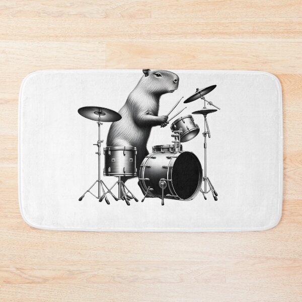 Item preview, Capybara Playing Drums Drumkit Player Drummer designed and sold by Kimberley King Art  King Art.