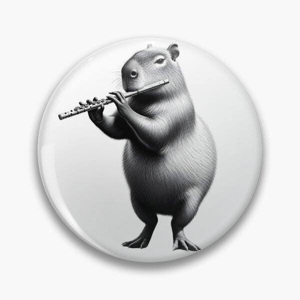 Item preview, Vintage Capybara Playing Flute Flutist Flute Player designed and sold by Kimberley King Art  King Art.