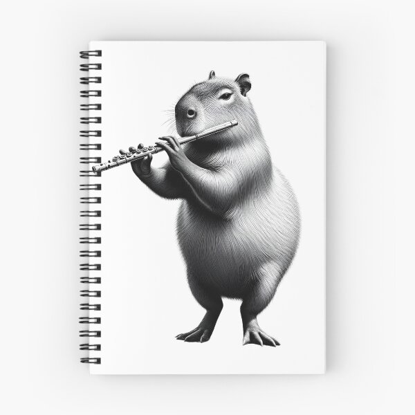 Item preview, Vintage Capybara Playing Flute Flutist Flute Player designed and sold by Kimberley King Art  King Art.