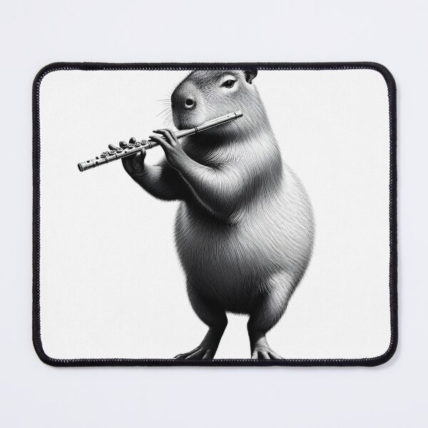 Item preview, Vintage Capybara Playing Flute Flutist Flute Player designed and sold by Kimberley King Art  King Art.