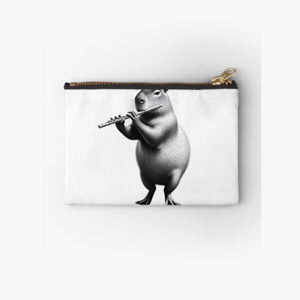 Item preview, Vintage Capybara Playing Flute Flutist Flute Player designed and sold by Kimberley King Art  King Art.