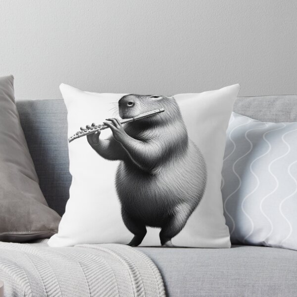 Item preview, Vintage Capybara Playing Flute Flutist Flute Player designed and sold by Kimberley King Art  King Art.