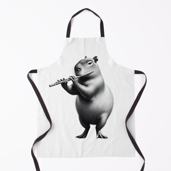 Item preview, Vintage Capybara Playing Flute Flutist Flute Player designed and sold by Kimberley King Art King Art.