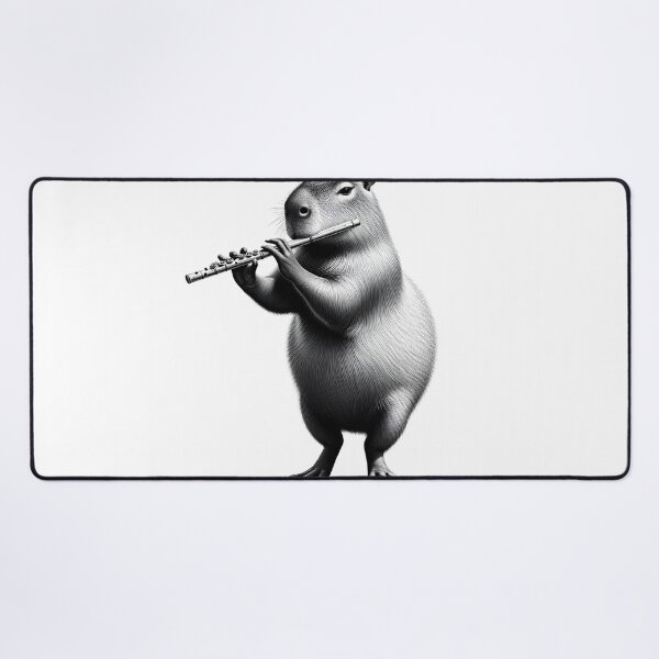Item preview, Vintage Capybara Playing Flute Flutist Flute Player designed and sold by Kimberley King Art  King Art.