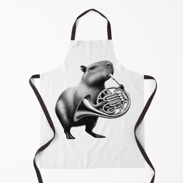 Item preview, Vintage Capybara Playing French Horn French Player Hornist designed and sold by Kimberley King Art  King Art.