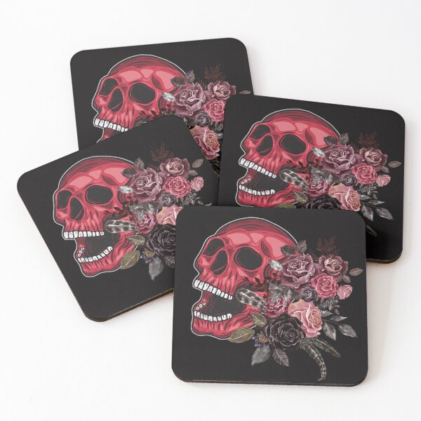 Item preview, Calavera con flores, gótica, calavera, calavera con rosas designed and sold by CorvusLunaArt.
