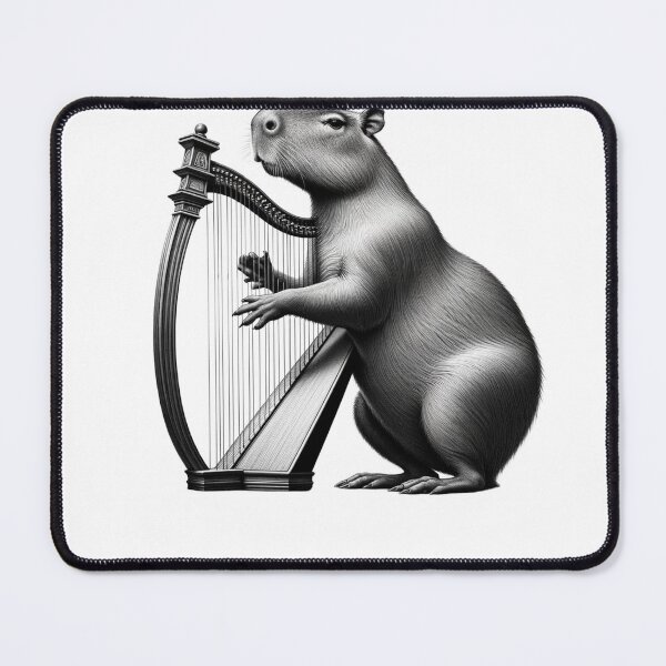 Item preview, Vintage Capybara Playing Harp Harpist Harp Player designed and sold by Kimberley King Art King Art.