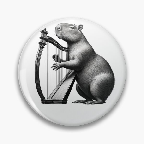 Item preview, Vintage Capybara Playing Harp Harpist Harp Player designed and sold by Kimberley King Art  King Art.