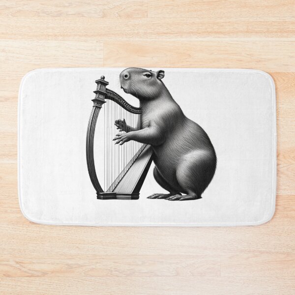 Item preview, Vintage Capybara Playing Harp Harpist Harp Player designed and sold by Kimberley King Art  King Art.