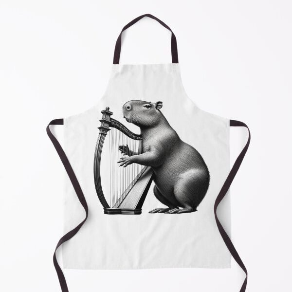 Item preview, Vintage Capybara Playing Harp Harpist Harp Player designed and sold by Kimberley King Art King Art.