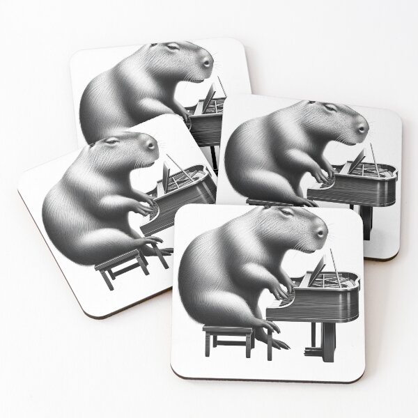 Item preview, Capybara Playing Piano Pianist Piano Player designed and sold by Kimberley King Art  King Art.
