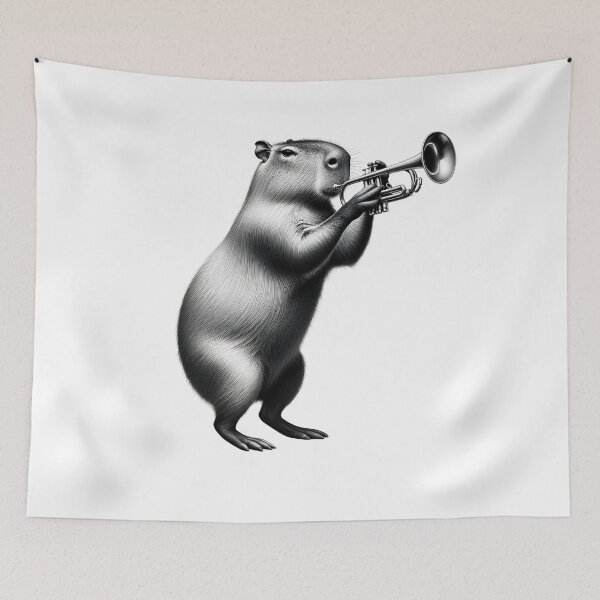 Item preview, Capybara Playing Trumpet Trumpetist Trumpet Player designed and sold by Kimberley King Art  King Art.