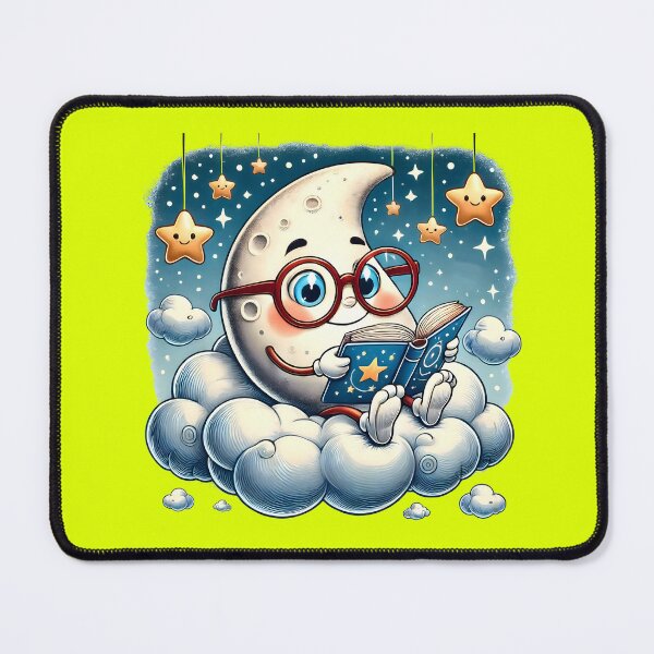 Item preview, Moon with Glasses Reading a Book: Enchanting Nighttime Adventures designed and sold by CoolVisionStd.