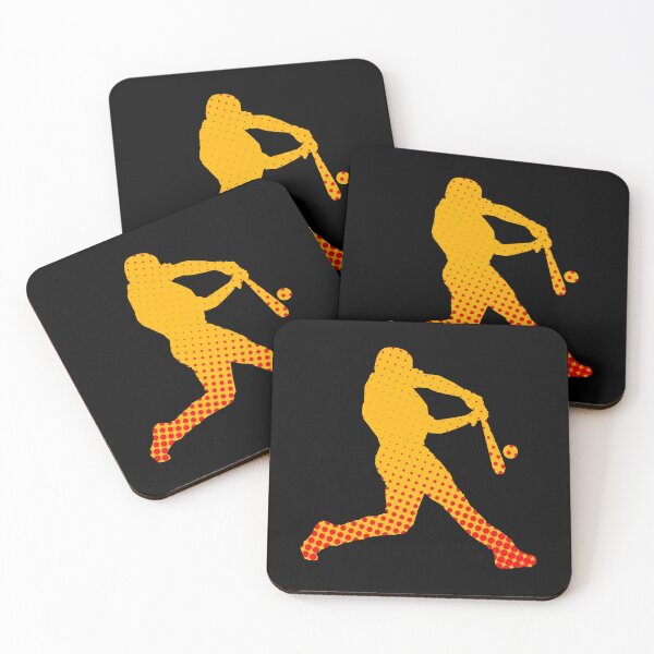 Item preview, Vintage 80s Orange Comic Pop Art  Softball Player Silhouette Gift designed and sold by freeArt10.