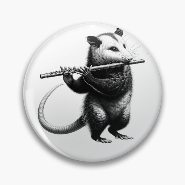 Item preview, Vintage Possum Opossum Playing Flute Flutist Flute Player designed and sold by Kimberley King Art  King Art.