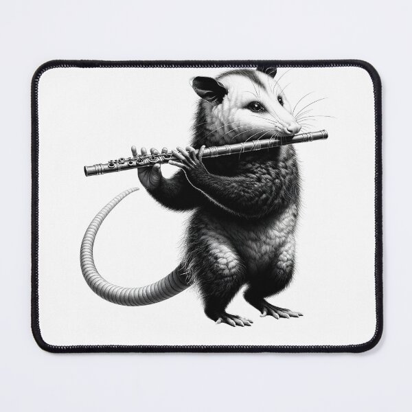 Item preview, Vintage Possum Opossum Playing Flute Flutist Flute Player designed and sold by Kimberley King Art  King Art.