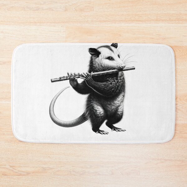 Item preview, Vintage Possum Opossum Playing Flute Flutist Flute Player designed and sold by Kimberley King Art  King Art.